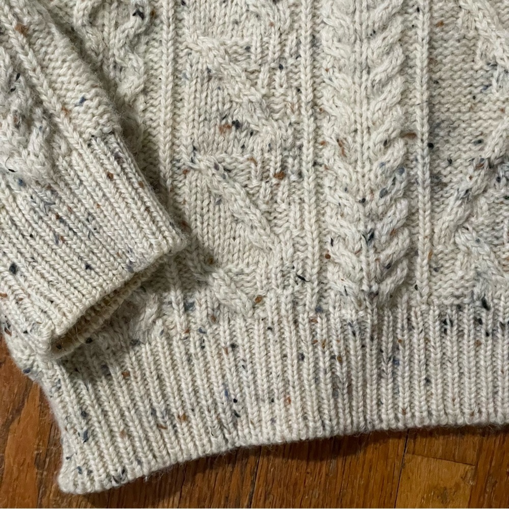 Aran Crafts Cream and Gray Crewneck Sweater - Picture 3 of 6